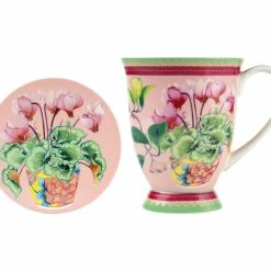 Gabby Malpas Jardin Mug & Coaster Set 300ML Cyclamen Gift Boxed