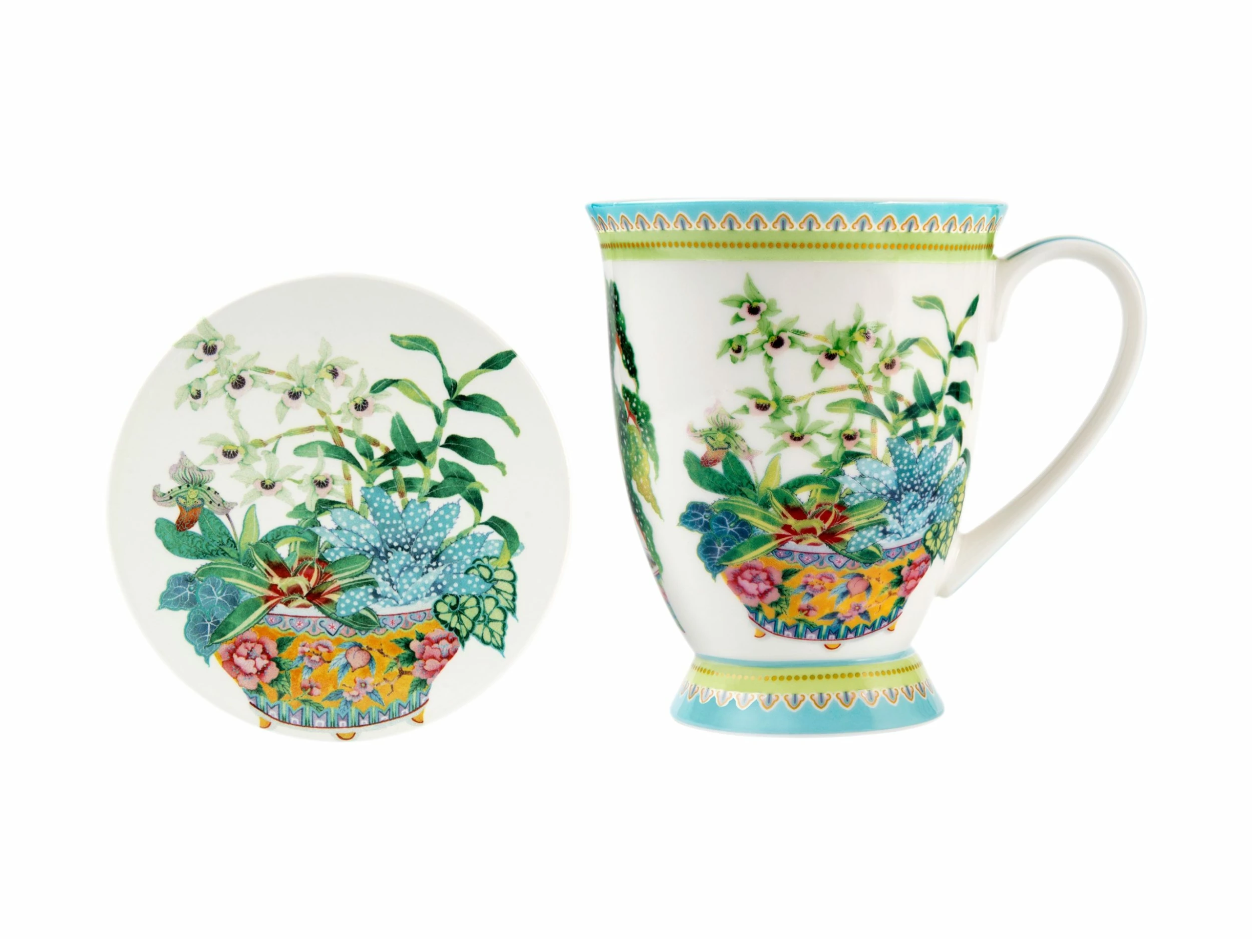 Gabby Malpas Jardin Mug & Coaster Set 300ML Orchid Gift Boxed 1 Gabby Malpas Jardin Mug & Coaster Set 300ML Orchid Gift Boxed