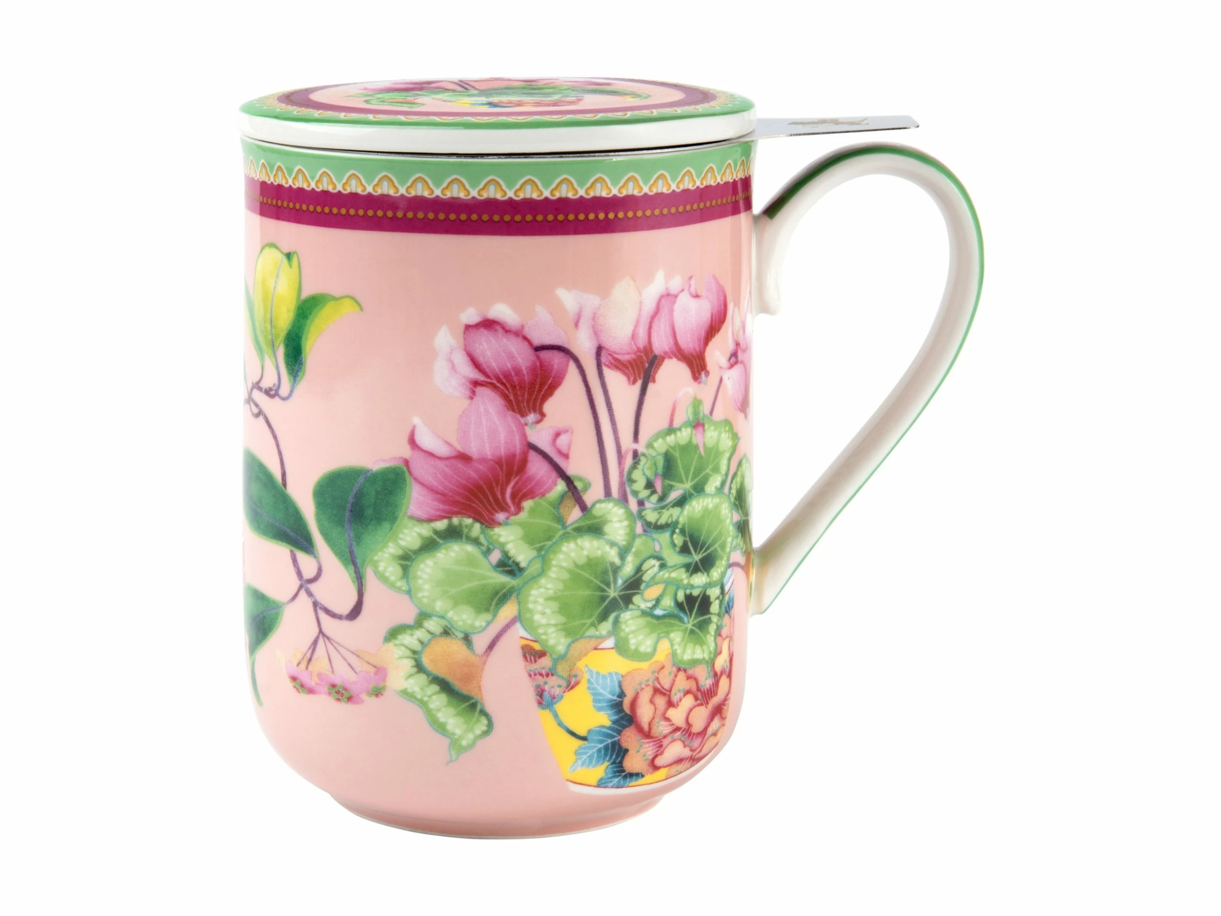 Gabby Malpas Jardin Mug With Infuser 340ML Cyclamen Gift Boxed 1 Gabby Malpas Jardin Mug With Infuser 340ML Cyclamen Gift Boxed
