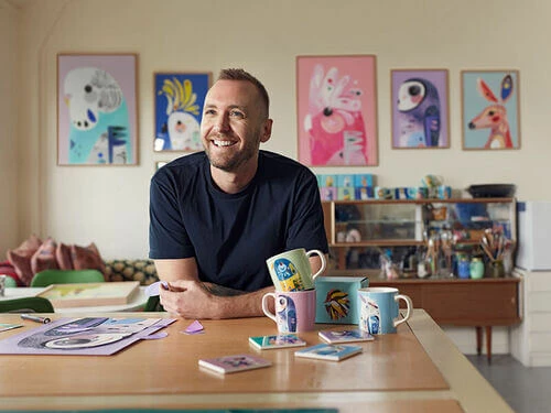 Pete Cromer Ceramic Square Tile Coaster Kangaroo 9.5cm 3 Pete Cromer Ceramic Square Tile Coaster Kangaroo 9.5cm - Image 3