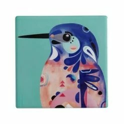 Pete Cromer Ceramic Square Tile Coaster Azure Kingfisher 9.5cm