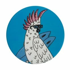 Mulga The Artist Ceramic Round Coaster 10.5cm Cockatoo