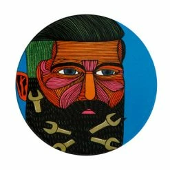 Mulga The Artist Ceramic Round Coaster 10.5cm Spanner Man