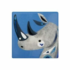 Pete Cromer Wildlife Ceramic Square Coaster 9.5cm Rhino