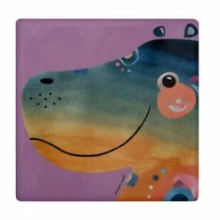 Pete Cromer Wildlife Ceramic Square Coaster 9.5cm Hippo -homeless mug-shop du0233 2