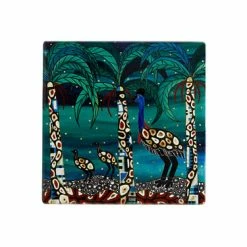 Melanie Hava Jugaig-Bana-Wabu Ceramic Square Coaster 10cm Cassowaries Home