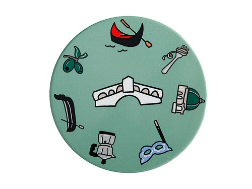 Megan McKean Cities Ceramic Round Coaster 10.5cm Venice 1 Megan McKean Cities Ceramic Round Coaster 10.5cm Venice