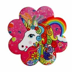 Donna Sharam Rainbow Jungle Ceramic Flower Coaster 10cm Rainbow Unicorn