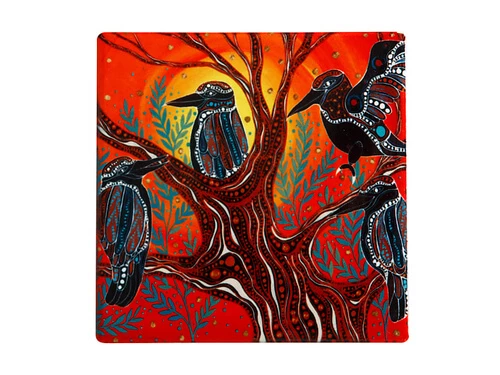 Melanie Hava Journeys Ceramic Coaster 10cm Kookaburras 1 Melanie Hava Journeys Ceramic Coaster 10cm Kookaburras