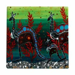 Melanie Hava Journeys Ceramic Coaster 10cm Kangaroos
