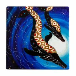 Melanie Hava Journeys Ceramic Coaster 10cm Whales