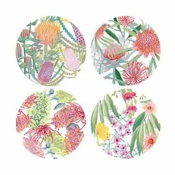Royal Botanic Gardens Native Blooms Ceramic Coaster 10.5cm Set Of 4 Gift Boxed