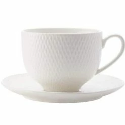White Basics Diamonds Tea Cup & Saucer 220ML -homeless mug-shop dv0028 1