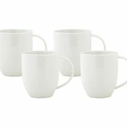 White Basics Diamonds Coupe Mug 370ML Set Of 4 Gift Boxed
