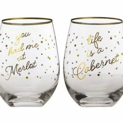 Celebrations Stemless Glass 500ML Set Of 2 You Had Me At Merlot/Life Is A Cabernet