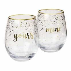 Celebrations Stemless Glass 500ML Set Of 2 Mine Yours Gift Boxed