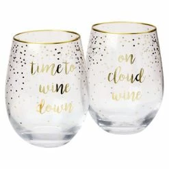 Celebrations Stemless Glass 500ML Set Of 2 Cloud Time Gift Boxed