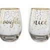 Celebrations Stemless Glass 500ML Set Of 2 Naughty Nice Gift Boxed