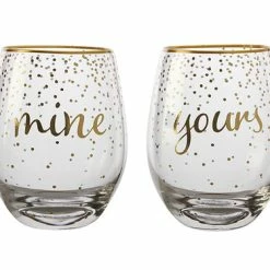 Celebrations Stemless Glass 500ML Set Of 2 Mine Yours Gift Boxed