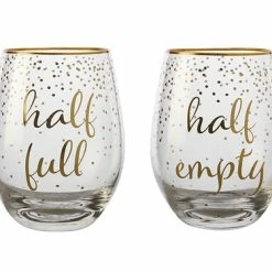 Celebrations Stemless Glass 500ML Set Of 2 Full Empty Gift Boxed