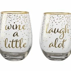 Celebrations Stemless Glass 500ML Set Of 2 Wine Laugh Gift Boxed