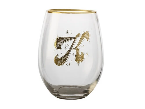 The Letterettes Stemless Glass 500ML K Gift Boxed"" 1 The Letterettes Stemless Glass 500ML K Gift Boxed""
