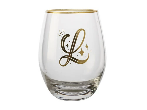 The Letterettes Stemless Glass 500ML L Gift Boxed"" 1 The Letterettes Stemless Glass 500ML L Gift Boxed""