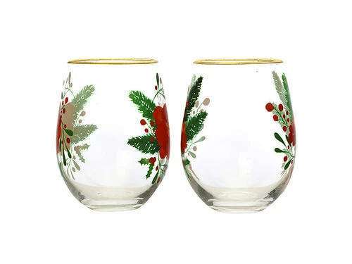 Mistletoe Stemless Glass 500ML Set Of 2 Gift Boxed 2 Mistletoe Stemless Glass 500ML Set Of 2 Gift Boxed - Image 2