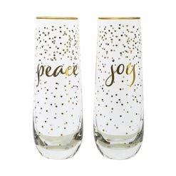 Celebrations Stemless Flute 300ML Set Of 2 Joy Peace Gift Boxed
