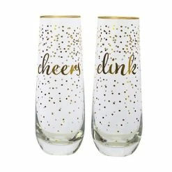 Celebrations Stemless Flute 300ML Set Of 2 Cheers Clink Gift Boxed -homeless mug-shop fk0074 2