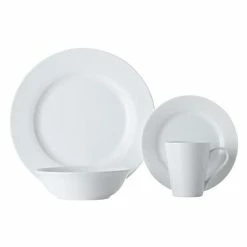 White Basics Cosmopolitan Rim Dinner Set 16 Piece
