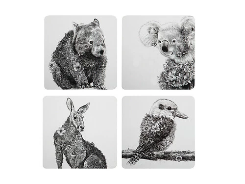 Marini Ferlazzo Animals Of Australia Cork Back Coaster 10.5cm Set Of 4 Gift Boxed 1 Marini Ferlazzo Animals Of Australia Cork Back Coaster 10.5cm Set Of 4 Gift Boxed