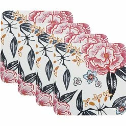 Peony Cork Back Coaster 10.5cm Set Of 4 Gift Boxed