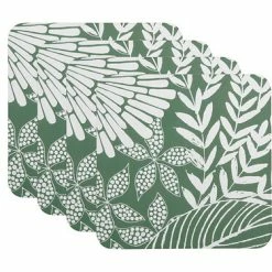 Island Cork Back Coaster 10.5cm Set Of 4 Green Gift Boxed