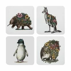 Marini Ferlazzo Australian Families Cork Back Coaster 10.5cm Set Of 4 Gift Boxed