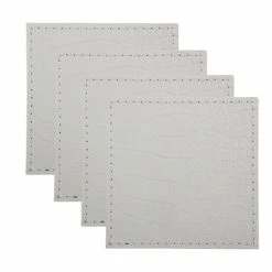 Table Accents Leather Look Alligator Coaster 10x10cm Set Of 4 Ecru