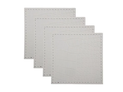 Table Accents Leather Look Alligator Coaster 10x10cm Set Of 4 Ecru 1 Table Accents Leather Look Alligator Coaster 10x10cm Set Of 4 Ecru