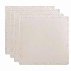 Table Accents Leather Look Cowhide Coaster 10x10cm Set Of 4 Ivory