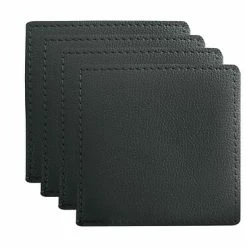 Table Accents Leather Look Cowhide Coaster 10x10cm Set Of 4 Charcoal