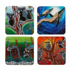 Melanie Hava Journeys Cork Back Coaster 10.5cm Set Of 4 Assorted Gift Boxed