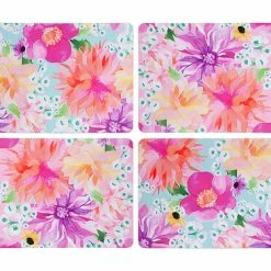 Teas & C's Dahlia Daze Cork Back Placemat Set Of 4 34x26.5cm Assorted Gift Boxed