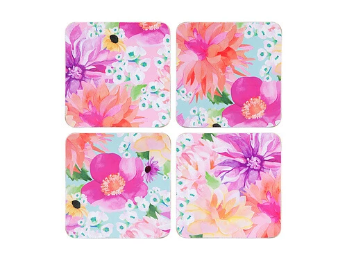 Teas & C's Dahlia Daze Cork Back Coaster Set Of 4 10.5cm Assorted Gift Boxed 1 Teas & C's Dahlia Daze Cork Back Coaster Set Of 4 10.5cm Assorted Gift Boxed