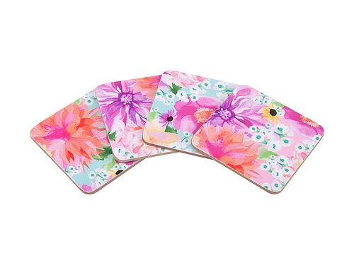 Teas & C's Dahlia Daze Cork Back Coaster Set Of 4 10.5cm Assorted Gift Boxed 2 Teas & C's Dahlia Daze Cork Back Coaster Set Of 4 10.5cm Assorted Gift Boxed - Image 2