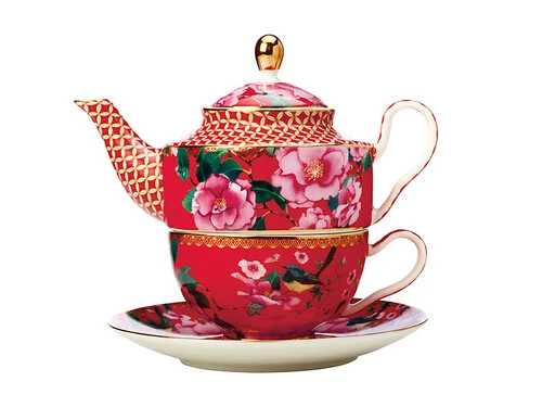 Teas & C's Silk Road Tea For One With Infuser 380ML Cherry Red Gift Boxed 1 Teas & C's Silk Road Tea For One With Infuser 380ML Cherry Red Gift Boxed