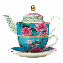 Teas & C's Silk Road Tea For One With Infuser 380ML Aqua Gift Boxed