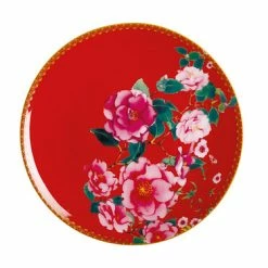 Teas & C's Silk Road Coupe Plate 19.5cm Cherry Red Gift Boxed