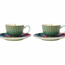 Teas & C's Silk Road Demi Cup & Saucer 85ML Set Of 2 Aqua Gift Boxed