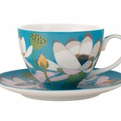 Royal Botanic Gardens Victoria Lotus Cup & Saucer 240ML Aqua Gift Boxed