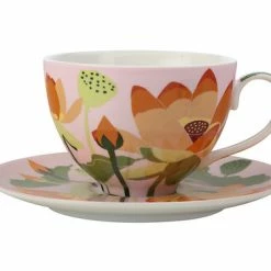 Royal Botanic Gardens Victoria Lotus Cup & Saucer 240ML Pink Gift Boxed
