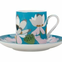 Royal Botanic Gardens Victoria Lotus Demi Cup & Saucer 100ML Aqua Gift Boxed